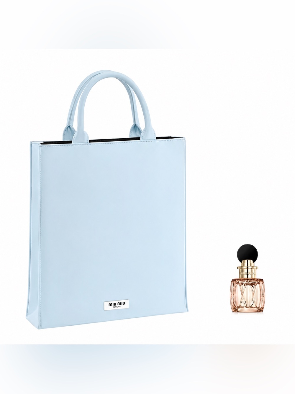 Miu Miu Powder Blue Structured Tote [Mini Perfume Incluided]